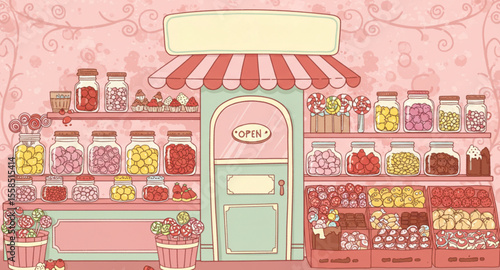 Cute Bakery and Sweet Shop Front – Flat Vector Illustration