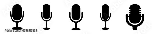 A collection of microphone icons in a consistent style for various purposes
