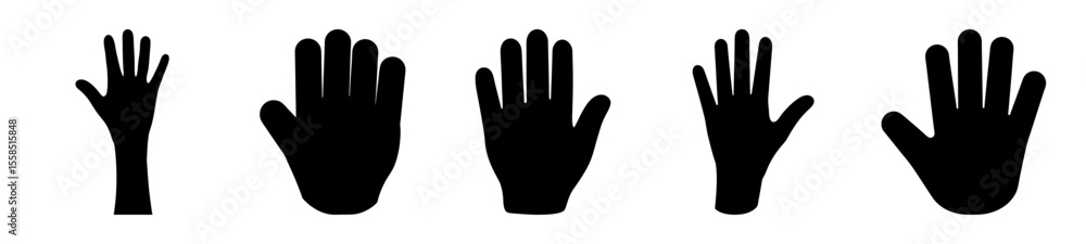 Obraz premium Collection of Hand Silhouettes Depicting Various Gestures Against a White Background