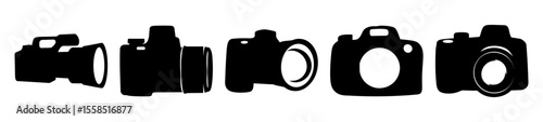 A collection of camera silhouettes showcasing different models and camera types