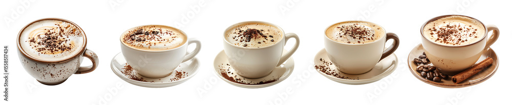 Obraz premium Cappuccino Collection: A Delightful Quartet of Creamy Coffee