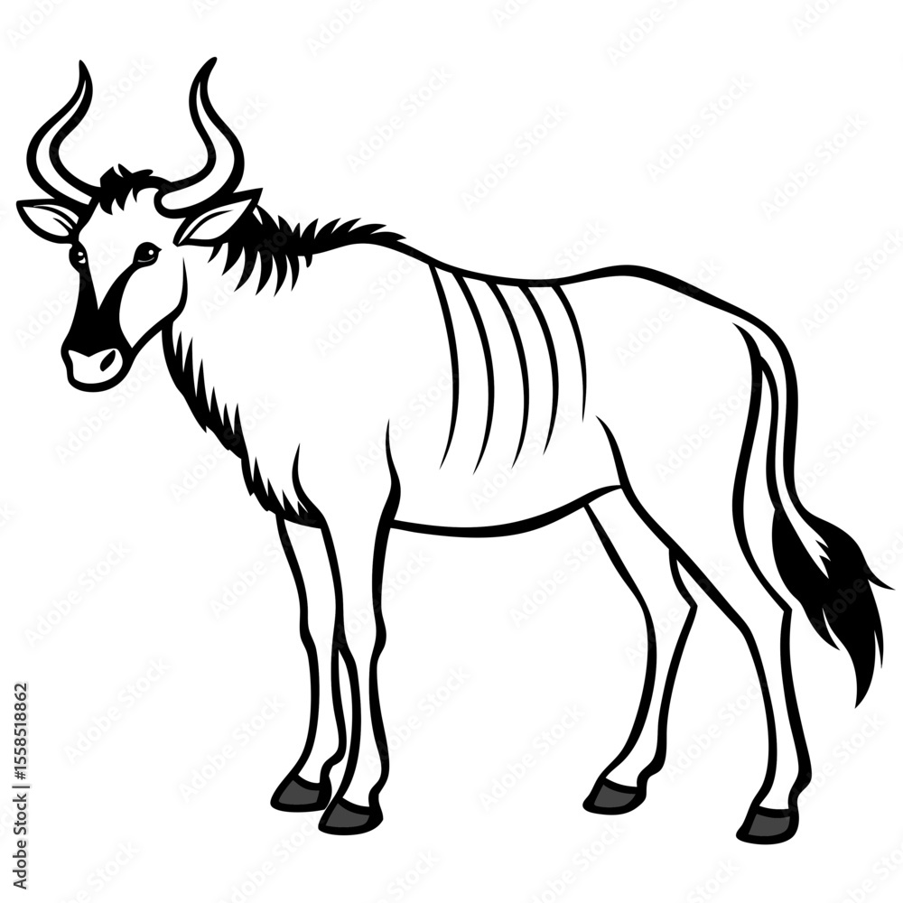 Fototapeta premium Wildebeest Animal Line Drawing Icon