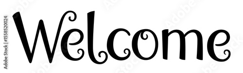 WELCOME black vector hand lettering banner