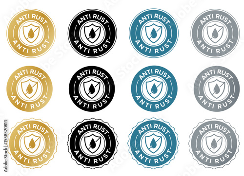 set of Anti-Rust logo badges vector, anti-rust badge labels, anti-rust stamps
