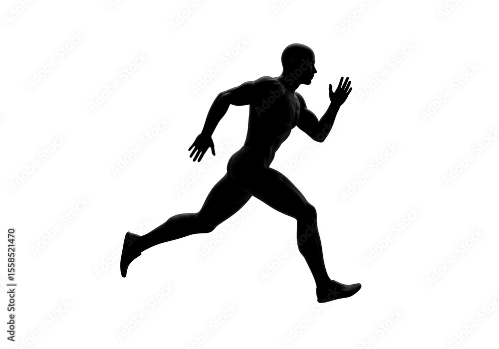 Isolated Silhouette Running Male Dynamic Pose Isolated Silhouette Running Male Dynamic Pose