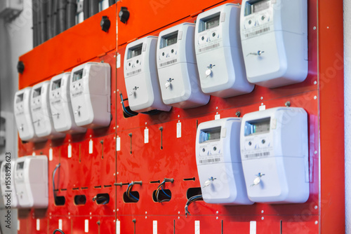 Solar panel installation with energy meters and cables