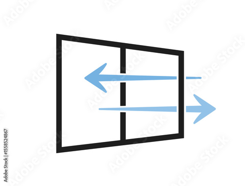 窓を開けて換気をしているアイコンイラスト