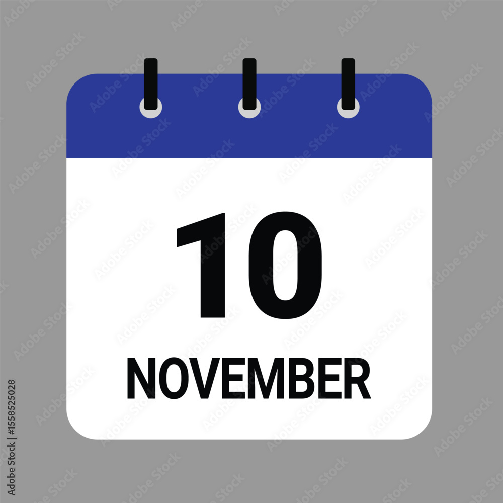 NOVEMBER-10- Daily Calendar Icon - White Background NOVEMBER-10- Daily Calendar Icon - White Background
