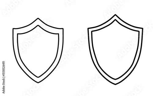 Hand drawn empty shield outline vector set