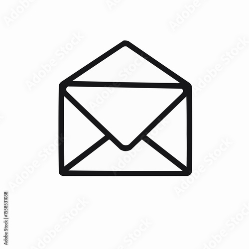 Simple black outline envelope icon on white background  