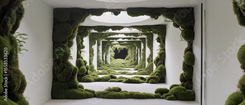 Infinite Moss Corridor A Surreal Green Installation Art