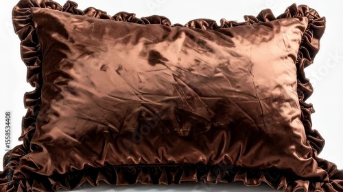 Wallpaper Mural Elegant rectangular throw pillow with a shiny brown velvet finish and delicate ruffled edges, creating a luxurious feel Torontodigital.ca