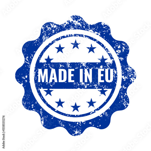 made in european union, eu, made in europe – round rubber stamp, label, mark – vector illustration
