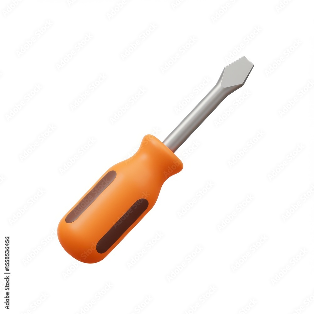 3d orange screwdriver icon isolated on white background 3d orange screwdriver icon isolated on white background