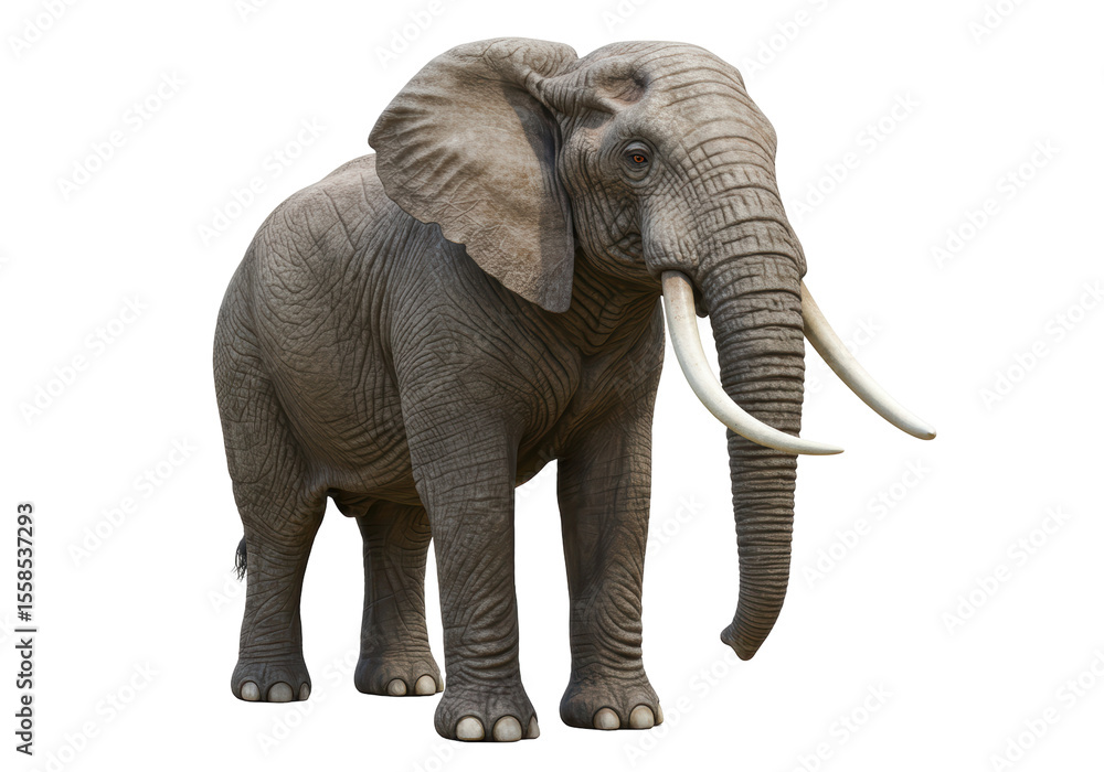 Obraz premium Isolated Majestic African Elephant Standing Confidently