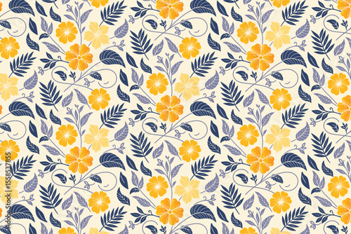 modern floral illustration featuring continuous seamless design with one line artwork for bedsheets, pillowcases, and fabric


