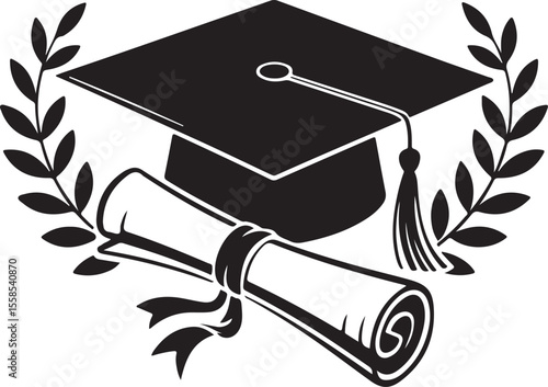 hat with diploma flat icon for apps and websites