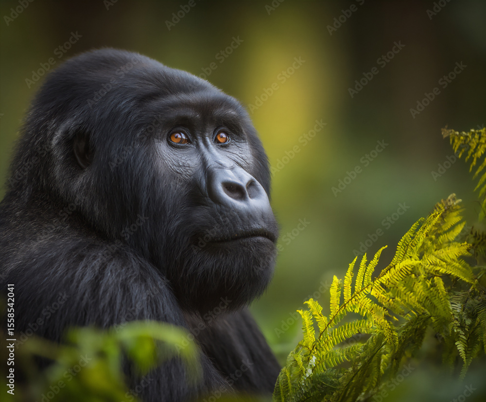 Naklejka premium close-up gorilla powerful intelligent eyes.