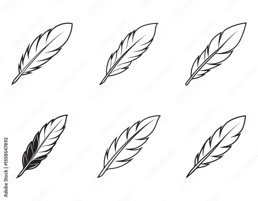 set of feather icon line art vector illustration set of feather icon line art vector illustration