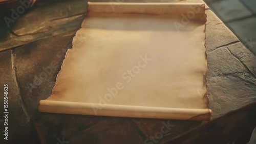 Aged Scroll on Wooden Table