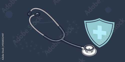 stethoscope on blue background