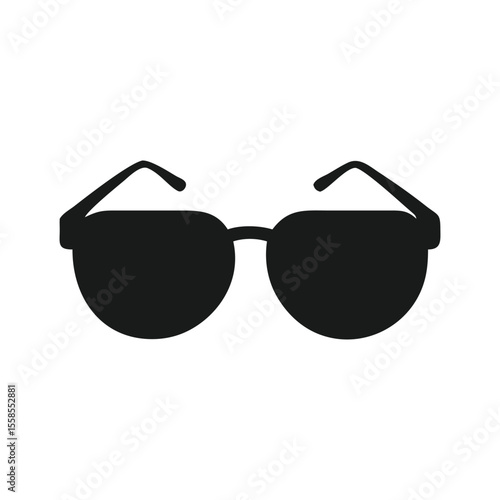 Black elegant fashion sunglasses with plastic frame isolated on a white background sunglasses silhouette vector icon illustration