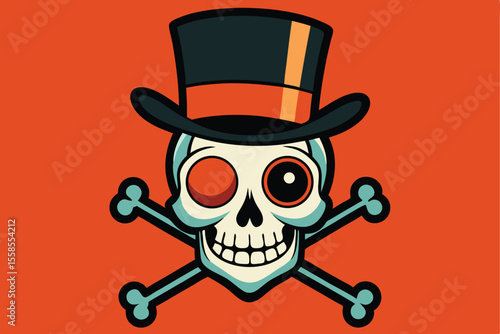 Pirate skull and crossbones illustration: a symbol of danger and death
