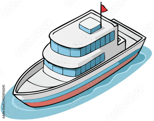 Luxury Yacht Vector Illustration Isometric View