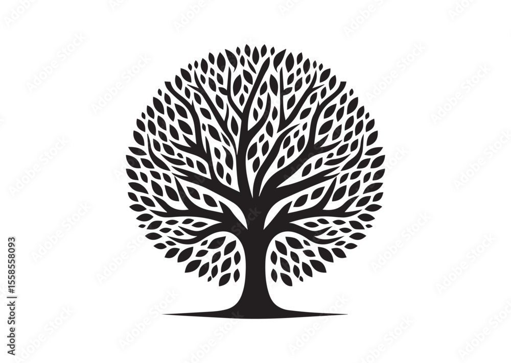 Fototapeta premium Abstract tree Silhouette Black Vector Illustration