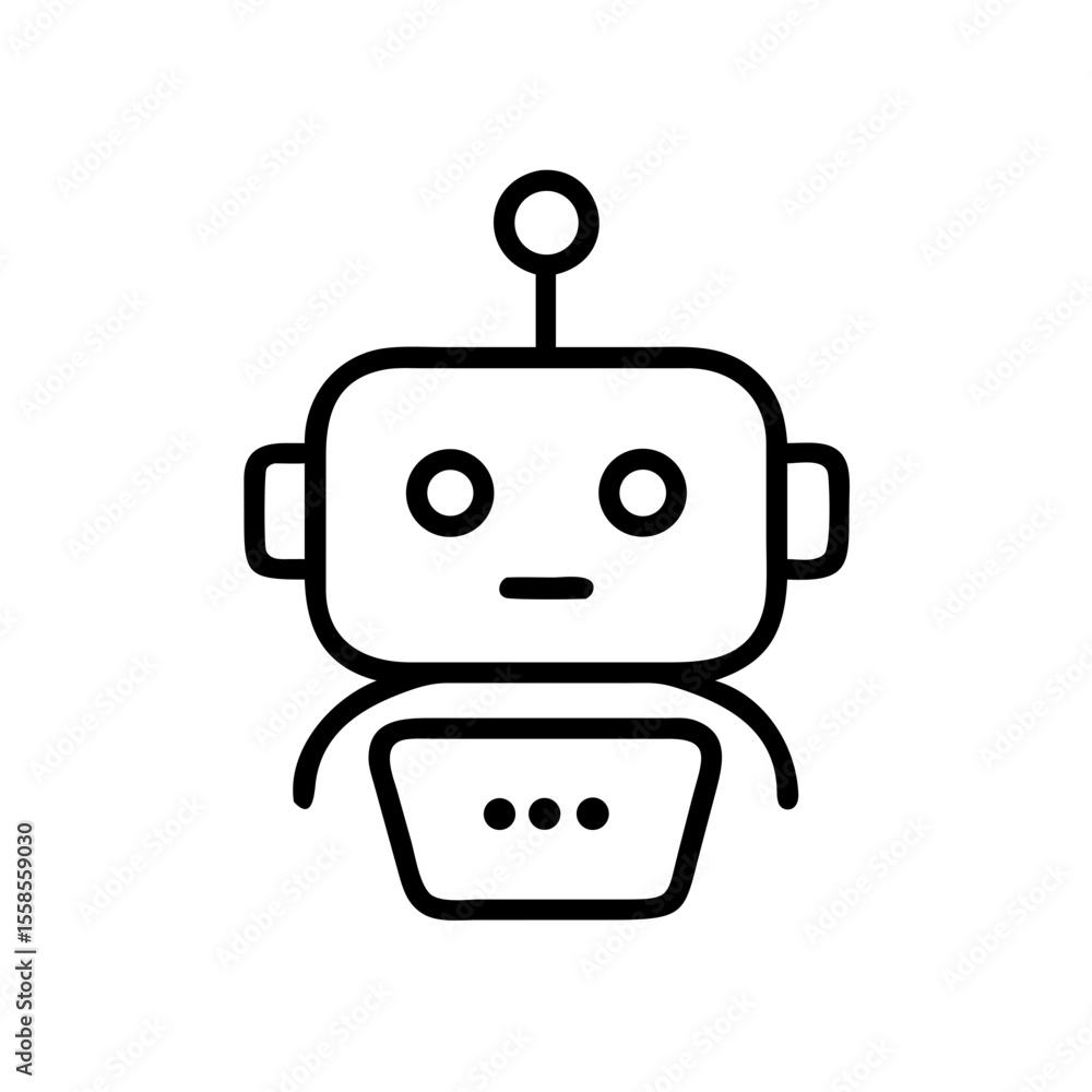 Fototapeta premium Smart AI Assistant Icons – Clean Line Art Vector for Modern UI Design