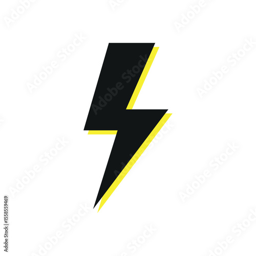 Free Download Black lightning bolt with a yellow outline. Represents electricity, energy, high voltage, danger, or fast speed. Commonly used in power warning signs and energy related icons. - GFXLoad