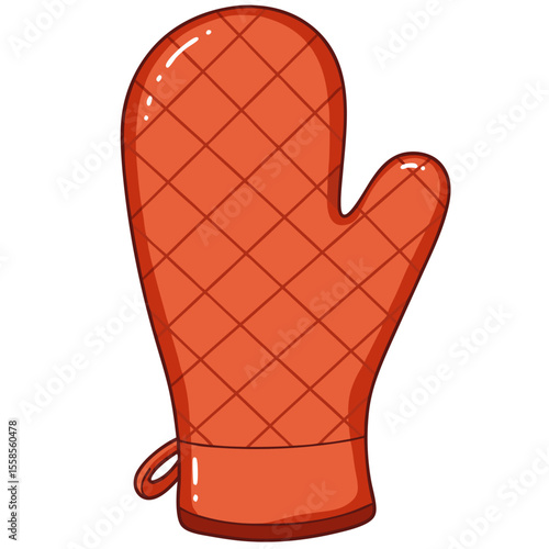 Vector icon of a heat-resistant silicone oven mitt with a loop in orange color