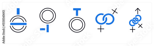 A set of 5 mix icons as gender, bisexual, male