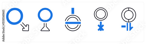 A set of 5 mix icons as gender, bisexual, male