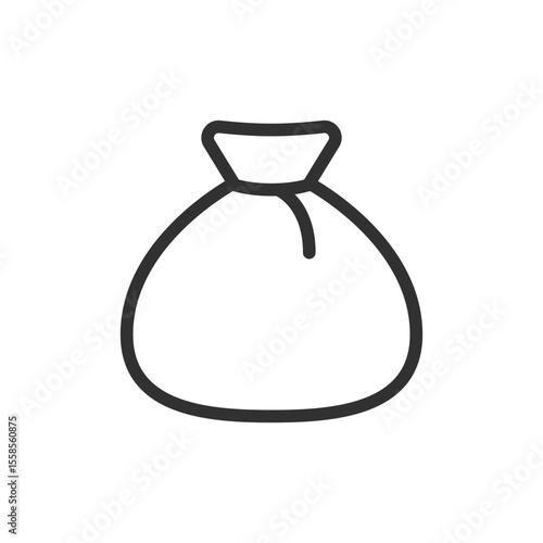 Money bag, linear icon. Wealth, cash reserve, or profit. Line with editable stroke.
