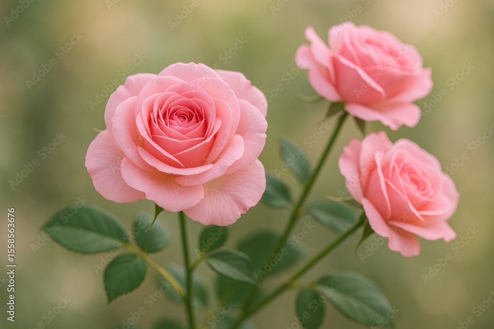 Soft pink roses against a dreamy, out-of-focus backdrop Soft pink roses against a dreamy, out-of-focus backdrop