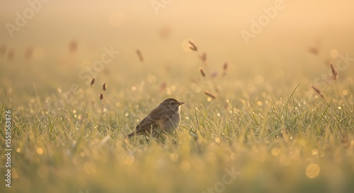 Wallpaper Mural Sunrise Meadow Bird A Serene Dawn in the Grasslands Torontodigital.ca