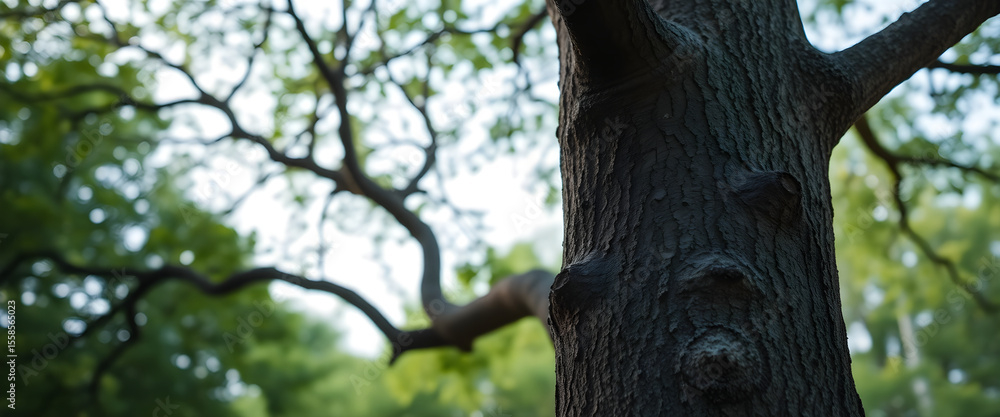 Fototapeta premium Looking Up at the Trunk and Branches of a Tree