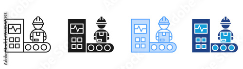 Assembly Process Icon Set Multiple Style Collection