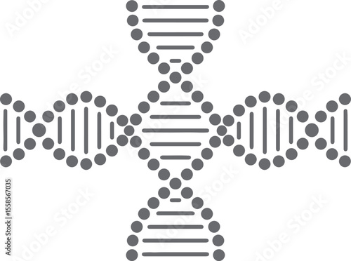 Gray Scale D N A Double Helix Structure Silhouette Icon Graphic Design Element Four Strands Connected Circles Lines Medical Science Biology