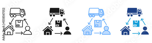 Material Flow Icon Set Multiple Style Collection