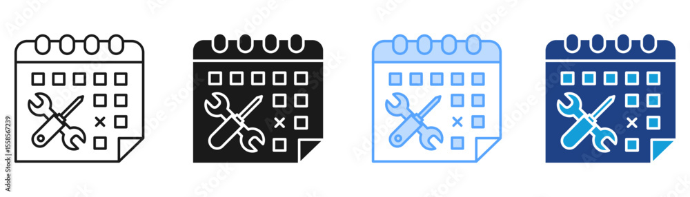 Fototapeta premium Maintenance Schedule Icon Set Multiple Style Collection