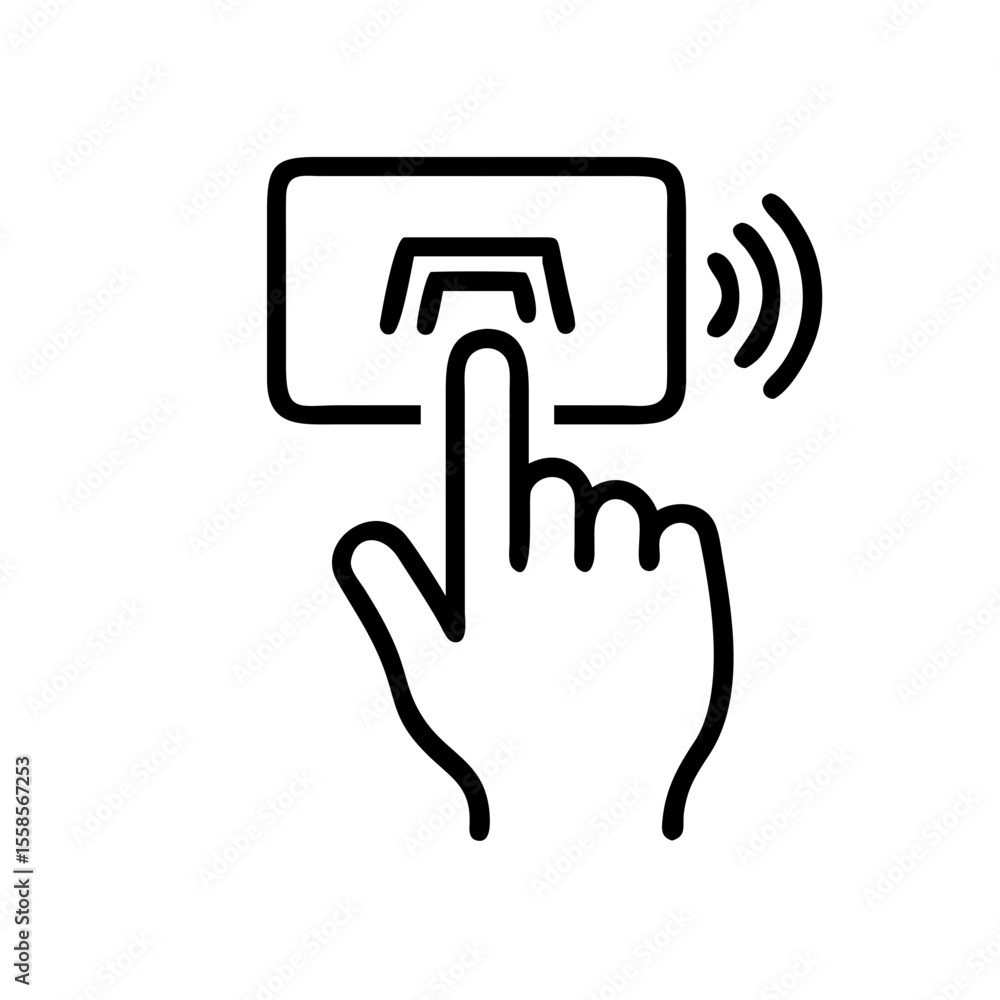 Obraz premium Touchless Command Panel Line Icon – Smart Living Control Interface Vector on White