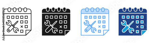 Maintenance Schedule Icon Set Multiple Style Collection