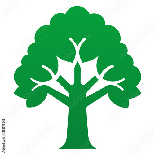 Dogwood tree stencil green vector icon on white background.