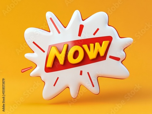 Red and white burst pop up button with 'Now' written on it.