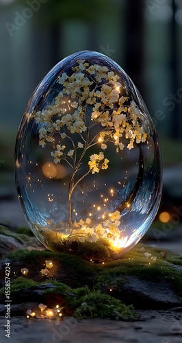 Wallpaper Mural Enchanted Glass Orb Luminescent Floral Display in a Crystal Sphere Torontodigital.ca