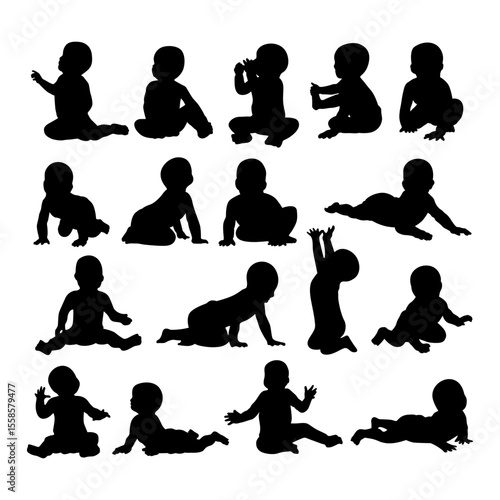 collection of baby silhouette poses