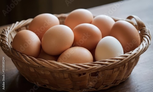 Wallpaper Mural A rustic basket filled with fresh organic eggs, symbol of nourishment and culinary creativity Torontodigital.ca