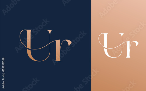 Initial letter UR RU logo design vector illustration for couple, wedding, and business